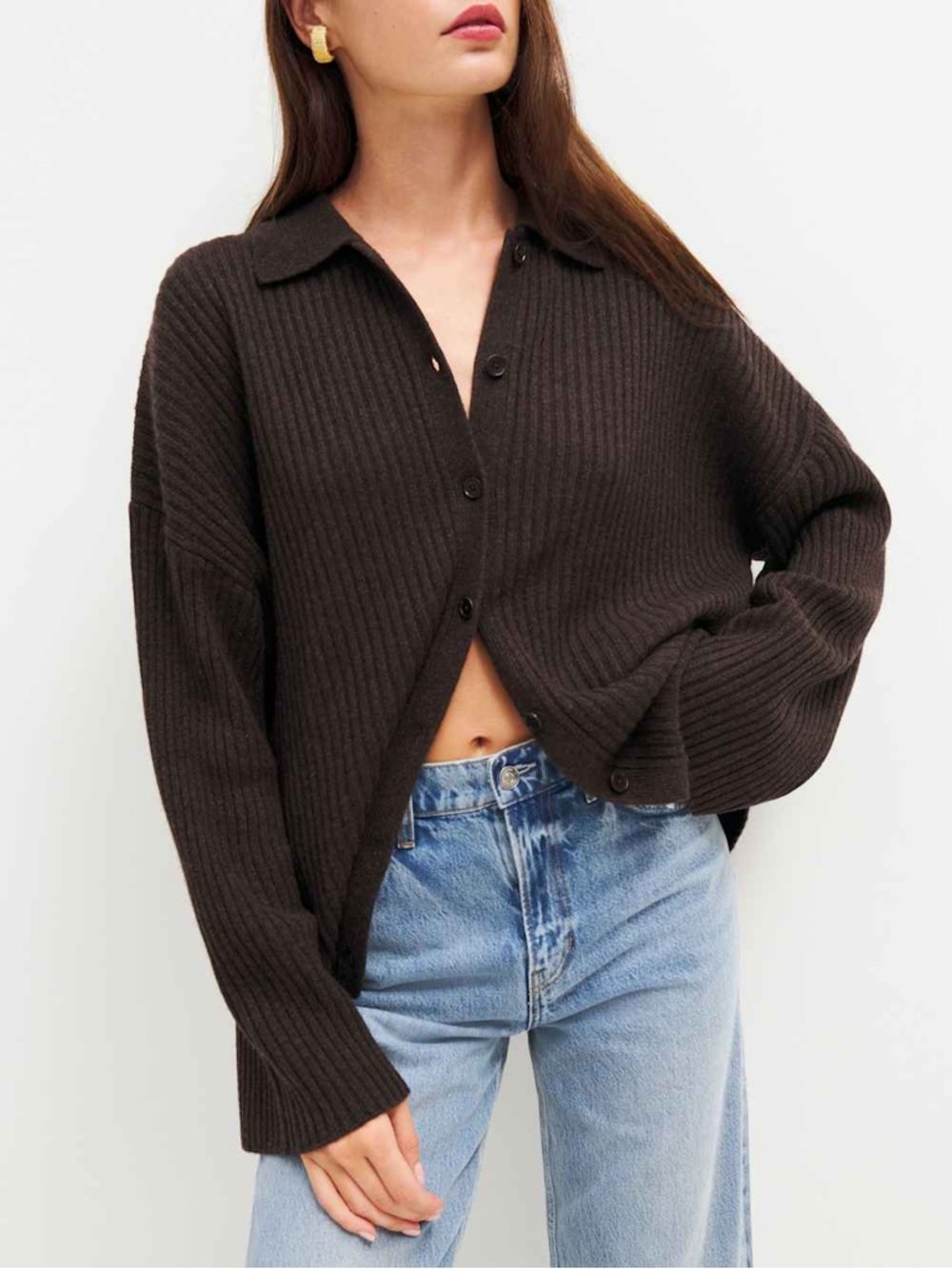 Reformation Fantino Cashmere Collared Cardigan